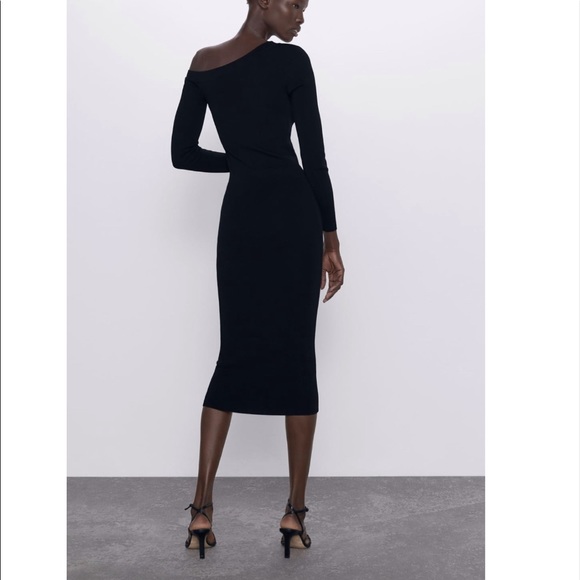 ZARA 2020 tailored knitted fitted black dress - Picture 7 of 11